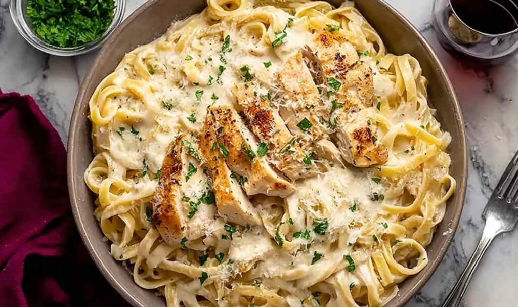 one-pot-chicken-alfredo-pasta-skillet