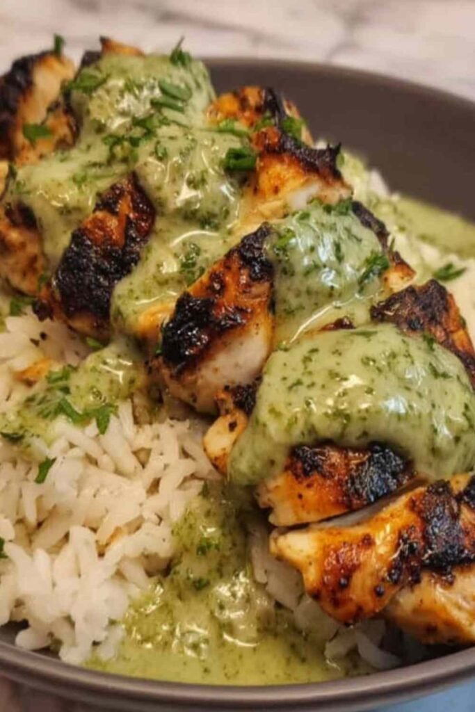 peruvian-chicken-aji-verde-bowl-cilantro-rice