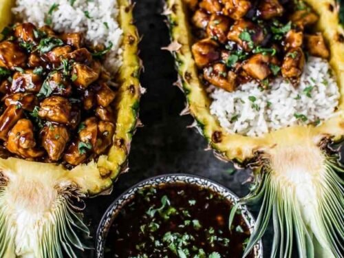 pineapple-teriyaki-chicken-boats-rice-sesame