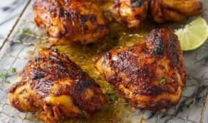 pollo-asado-recipe-plated-chicken-thighs