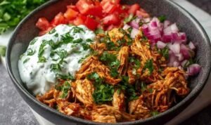 Slow Cooker Chicken Shawarma slow-cooker-chicken-shawarma-bowl-with-parsley