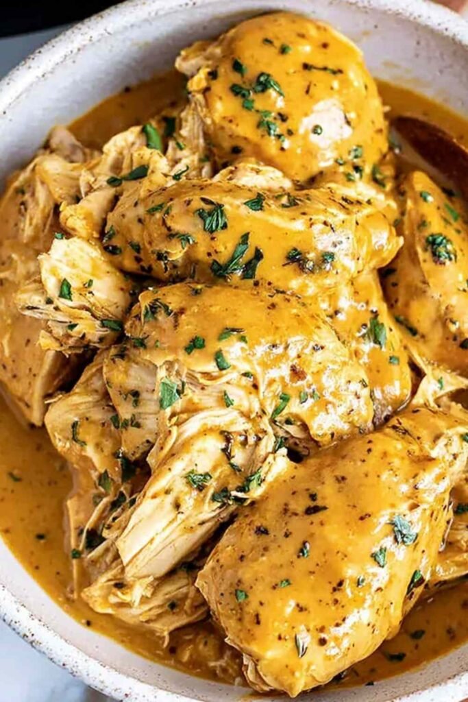 slow-cooker-honey-mustard-chicken-over-white-rice