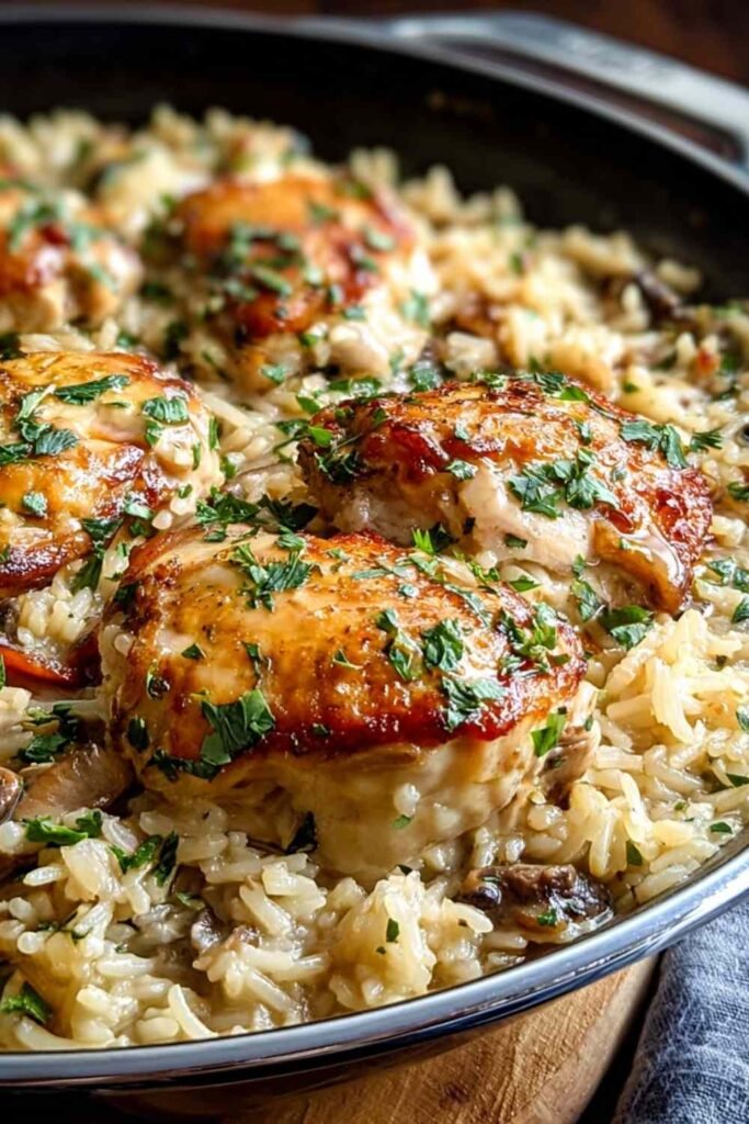 smothered-chicken-and-rice-skillet-recipe
