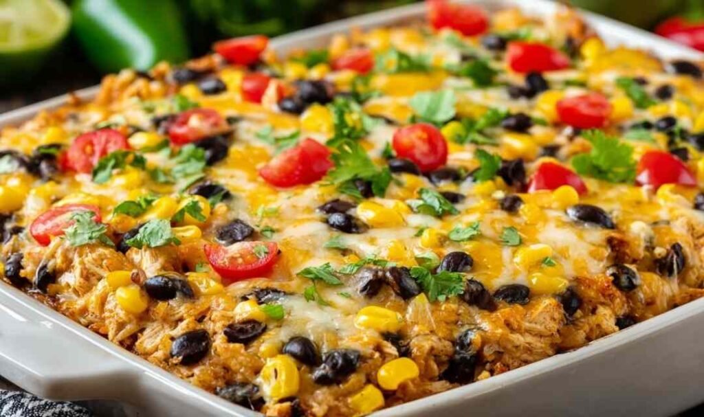 southwest-chicken-casserole-baked-cheesy