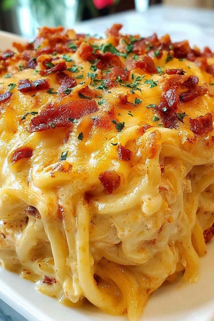 spicy-southern-cheesy-chicken-spaghetti-casserole-baked