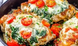 spinach-stuffed-chicken-breast-cast-iron-skillet