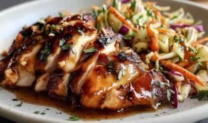 Sticky Apple Cider Chicken with Crisp Autumn Slaw sticky-apple-cider-chicken-skillet-glaze