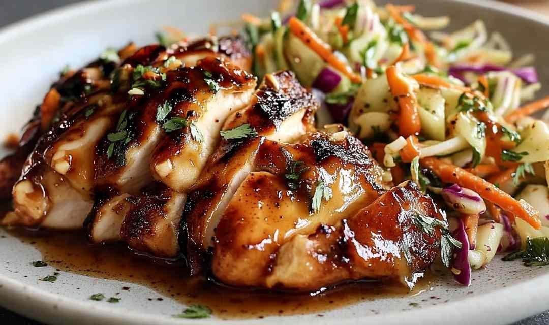 Sticky Apple Cider Chicken with Crisp Autumn Slaw