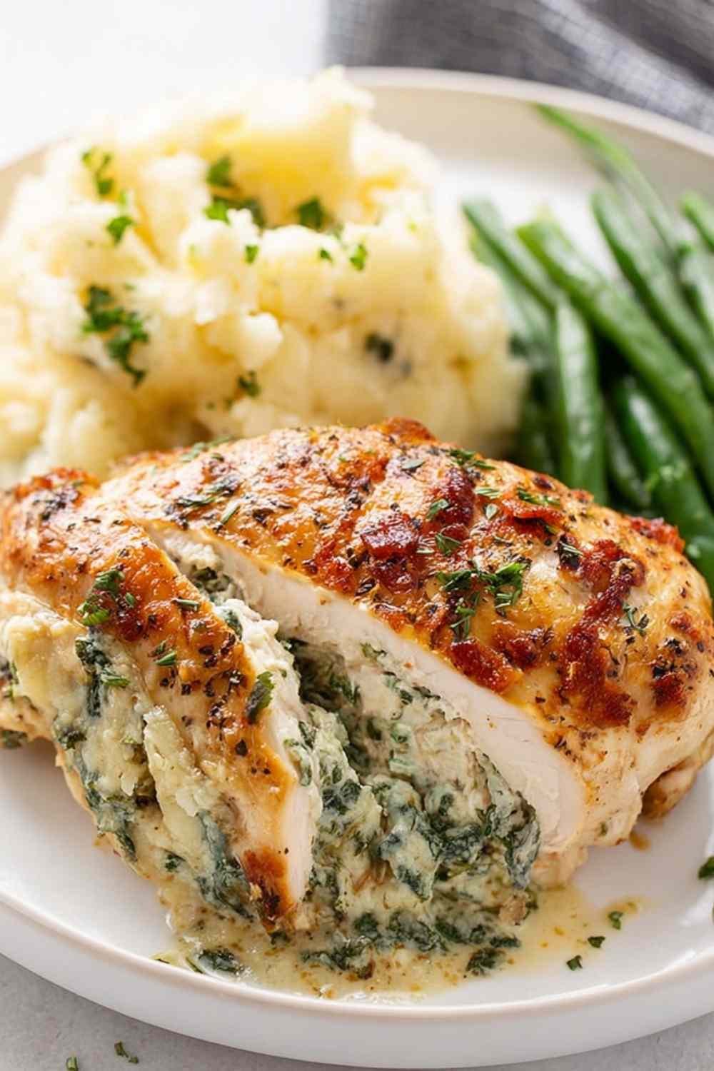 stuffed-chicken-breast-spinach-cheese-filling-plate