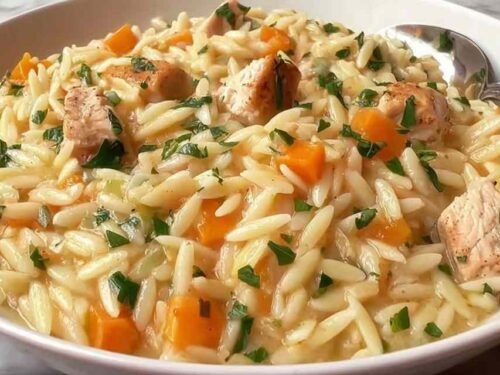 creamy-chicken-pot-pie-orzo-skillet-recipe