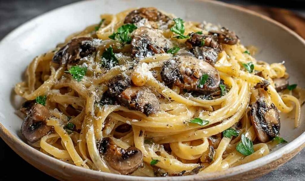caramelized-leek-mushroom-gruyere-pasta-skillet