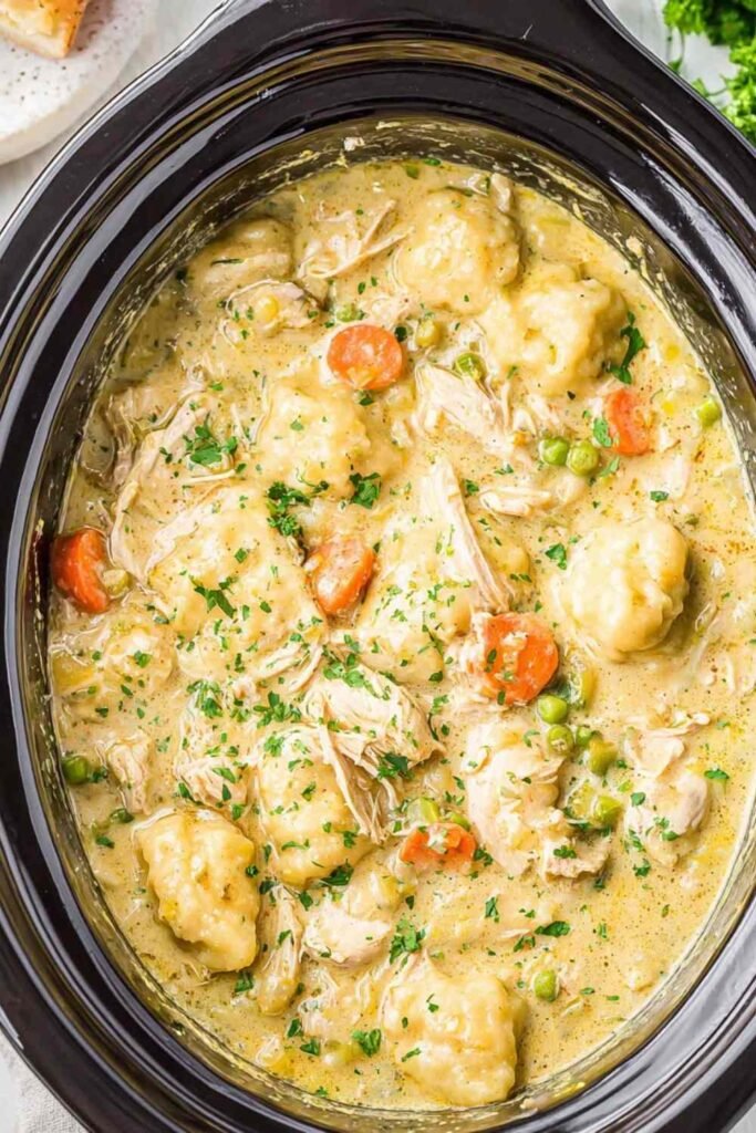 crockpot-chicken-and-dumplings-slow-cooker-biscuits