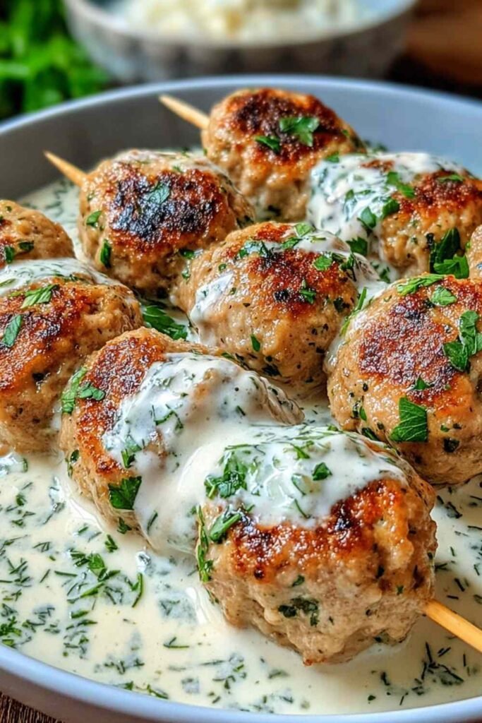 chicken-kofta-with-garlic-yogurt-sauce-recipe