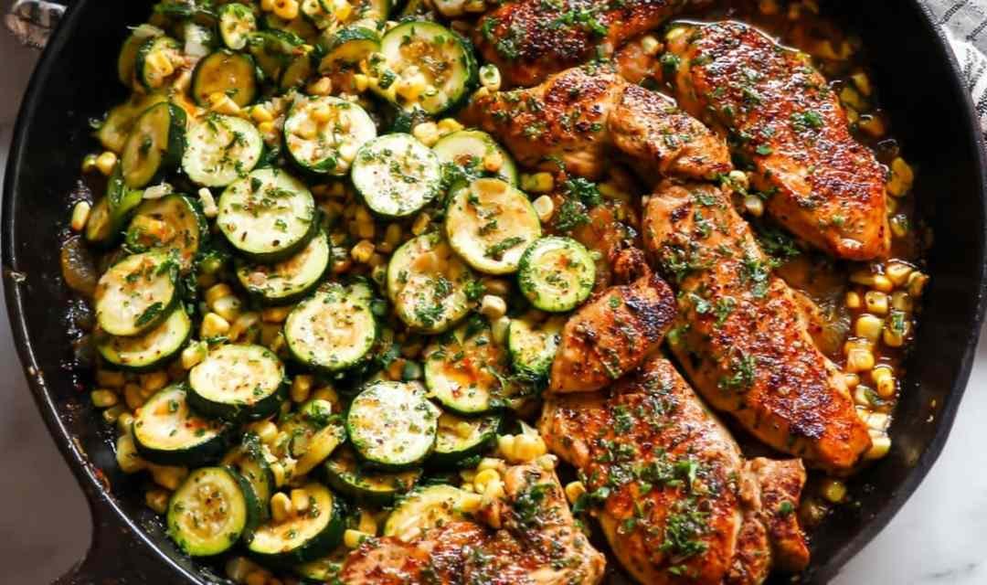 Garlic Butter Chicken with Zucchini and Corn