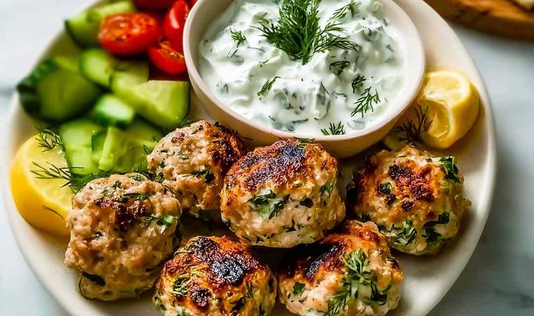 Greek Chicken Meatballs with Tzatziki Sauce