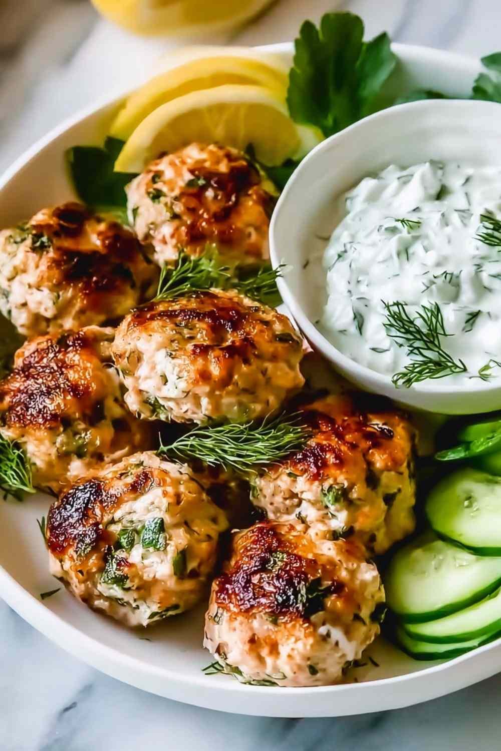 greek-chicken-meatballs-tzatziki-sauce-baked