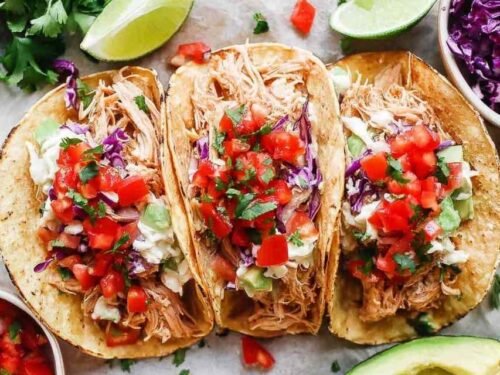 instant-pot-shredded-chicken-tacos-plated