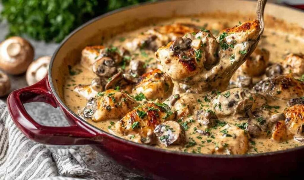 rich-chicken-stroganoff-creamy-mushroom-sauce-egg-noodles